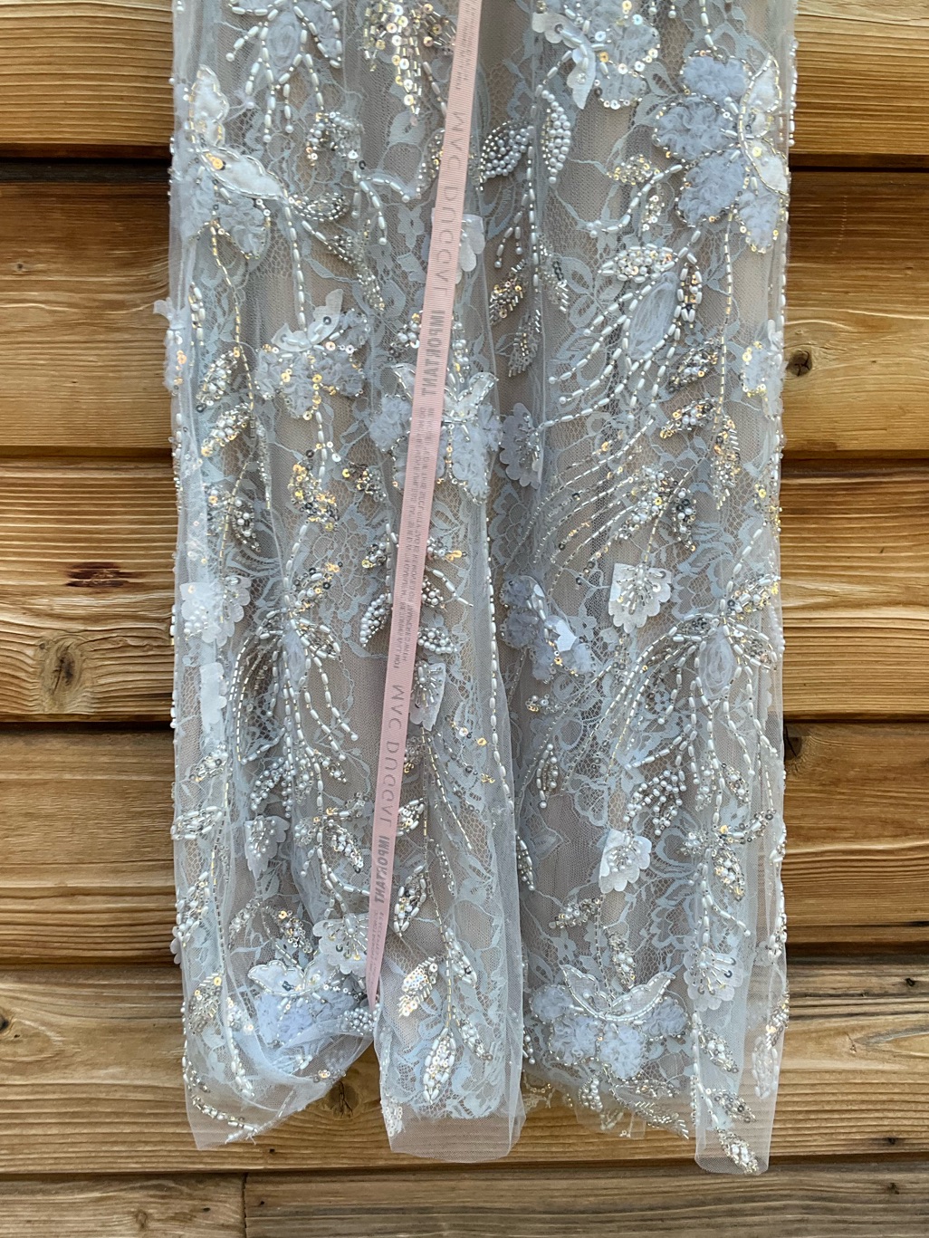 Nwot Mac Duggal Blue Size 4 Sleeveless Sequin Beaded Open Back Column Gown Flaw — image 8 of 8